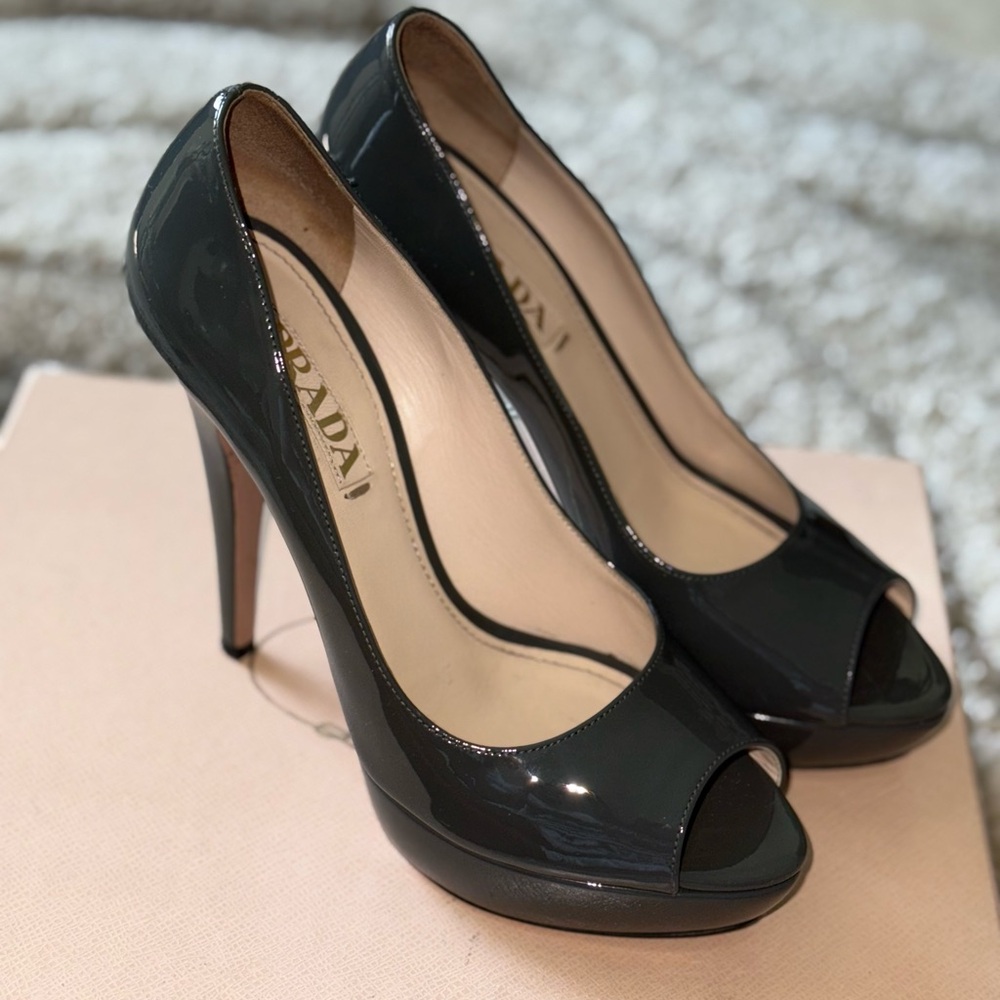 Prada Women's Dark Patent Leather Heels